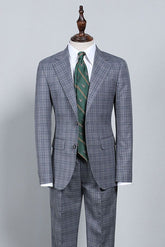 Otis Dark Gray Plaid Notched Lapel Slim Fit Formal Men’s Suit